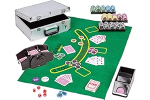 GAMES PLANET Ultimate Pokerset Deluxe, 300er BZW. 600er Edition, 12 Gramm METALLKERN Laserchips, Poker Decks, Alu Pokerkoffer, Kartenmischer, Kartengeber, Würfel, Dealer Button, Pokerchips, Jetons