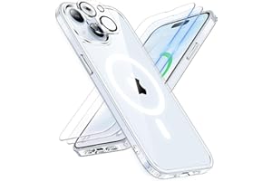 ORETECH Coque pour iPhone 15 avec [2 Verre Trempé Protection écran] [1 Caméra Protecteur] Dos Anti Rayures Protection Militaire Coque Magnétique iPhone 15 Coque iPhone 15 Mag Safe 6.1" Transparent