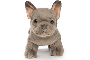 Uni-Toys - Bulldog francese (grigio) - Senza guinzaglio - 26 cm (lunghezza) - Cane di peluche - Peluche peluche