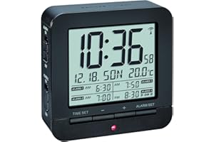 ‎TFA DOSTMANN TFA Dostmann 60.2536 digitaler Funk-Wecker mit 4 Weckzeiten (Schwarz mit Batterien)