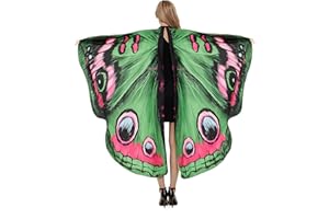 FYLOVERY Women 's Halloween Butterfly Wings Cape Fairy Elf Wings Cosplay Costume Cloak Theme Party Costume Performance Props with Lace Veil