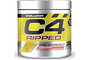 Poudre pré-entraînement C4 Ripped - limonade cerise/citron vert | Boisson énergisante pré-entraînement | 150 mg de caféine + bêta-alanine + extrait de grain de café vert | 30 portions