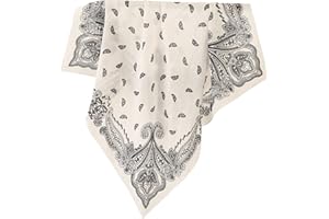 Prettystern Pañuelo de seda y algodón 65x65 cm para mujer y hombre - Bufanda cuadrada, elegante y ligera, perfecta para verano y primavera