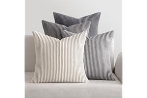 MIULEE Fundas Cojines 50 x 50 Fundas de Cojin para Decoracion Hogar Sofa Cama Sillas Jardin Cojines Modernos de Pana para Dormitorio Sala de Estar 4 Piezas Serie Gris Oscuro