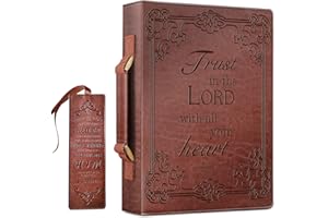 FINPAC Funda clásica para la Biblia, de piel sintética, para llevar libros, bolsa de iglesia, protector de la Biblia con asa, para hombres, mujeres, padre, madre, amigos, niñas, niños, [Confía en el