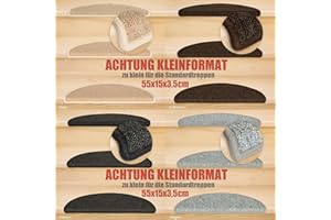 ‎KETTELSERVICE-METZKER Kettelservice-Metzker Stufenmatten Kleinformat für Raumspartreppen/Wendeltreppen 55x15x3,5cm, Beige 14 Stück