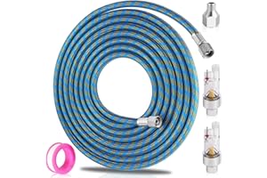 FANOVO 3m Nylon Braided Airbrush Hose and 1/8" Male to 1/4" Female Adapter for Airbrush Kit,2pcs Airbrush in-Line Mini Air Filter Compatible with Most Airbrush Compressors