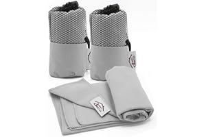 Decocasa Microfibra Compactas, Ligeras y Absorbentes, Gris, Pack 2 Toallas 40x80, 2