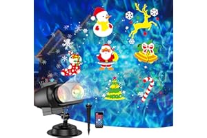 QXMCOV Proiettore Natale Esterno, Proiettore Luci Natale Esterno con 12 Diapositive Modelli, Telecomando e Timer, Impermeabile Luci Natale Esterno per Interno Halloween Decorazioni