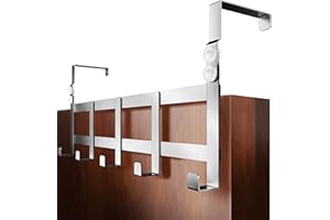4smile Appendiabiti da porta 4,1 cm + 4,6 cm Argento - attaccapanni da porta, acciaio inox, ganci appendiabiti da porta, appendi abiti per porte, appendini da porta