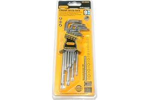 HERRAN Set Chiavi Torx a Brugola 9pz Medio -Chiave Esagonali Stella Forma L dal T10 Fino T50 Materiale Acciaio+ABS