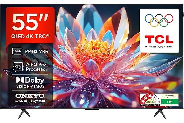 TCL 139 cm (55 inches) 4K Ultra HD Smart QLED Google TV 55T8C