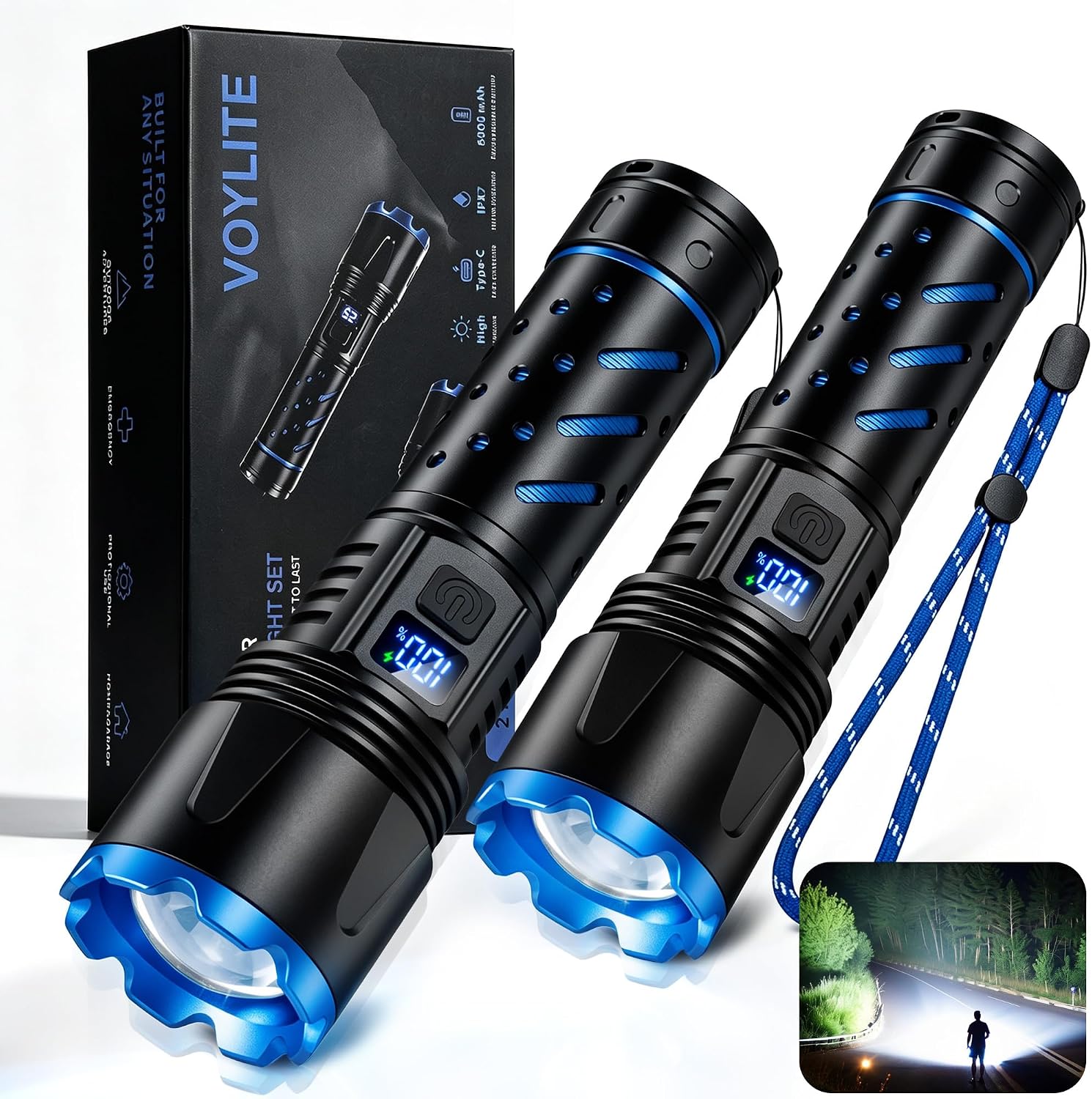 Technische Daten & Spezifikationen : Voylite 1000000 Lumens LED Taschenlampe Aufla