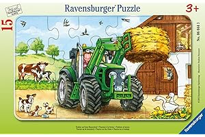 Ravensburger Kinderpuzzle - 06044 Traktor auf dem Bauernhof - Rahmenpuzzle für Kinder ab 3 Jahren, mit 15 Teilen