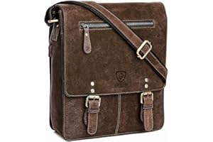 J. Wilson London 100% Pure Genuine Real Vintage Hunter Leather Handmade Mens Women Leather Flapover Everyday Crossover Shoulder Work iPad Messenger Bag