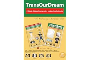 TRANSOURDREAM Transferpaper Surio 5.0+Transfertape A4(10+5 Fogli), Carta per trasferimento a Getto d'inchiostro Reale,Carta termoadesiva per Tessuti Scuri,Carta per Magliette a Colore