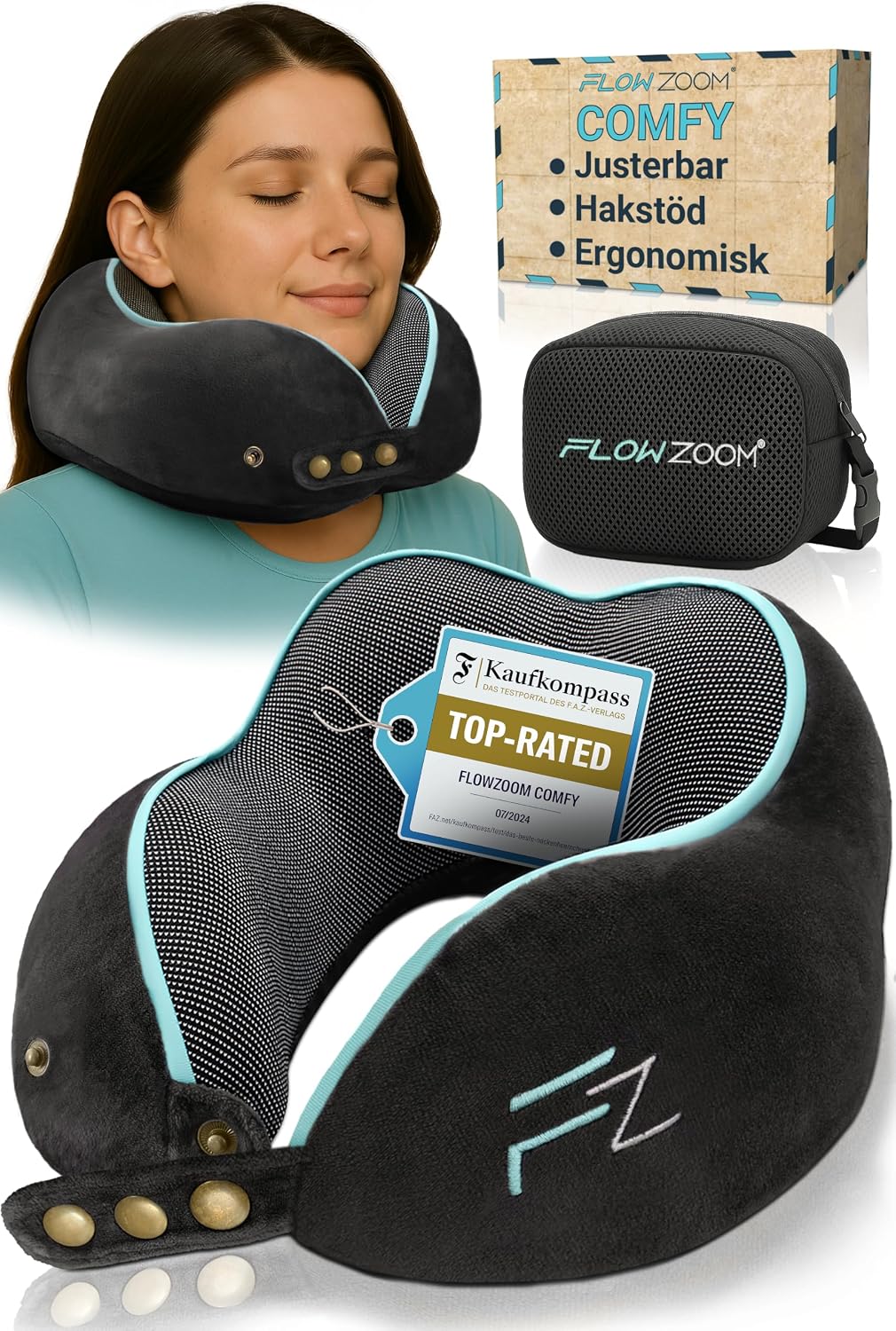 Avis d'Expert & Test Approfondi : FLOWZOOM Comfy resekudde i minneskum för nack (Sélection)