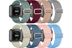 Zspoly 8 Stück Armband Kompatibel mit Fitbit Versa 2 Armband/Fitbit Versa Damen Herren, Verstellbares Dehnen Nylon Sport Ersatzarmband für Fitbit Versa 2/Versa/Versa Lite/SE