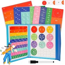 Pierres de fractions magnétiques - Jeu éducatif de fractions magnétiques avec carrés et cercles | d'apprentissage des mathématiques pour École à la maison | Jeu de réflexion