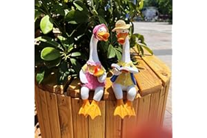 ‎HANDSIDER Handsider Ente Gartenstatuen, Paar Tier Cartoon Harz Niedliche sitzende Skulptur Gänseliebhaber Figur Geschenk für Hochzeitsdekorationen, Kunstdekor Gans für Hof Haus Garten Terrasse und Büro (Gans)