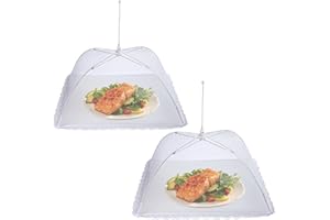 FUSION FOOD CARE Fusion Food Covers 2Pcs - Umbrella Tent Large Pop-Up Mesh Screen Cake Dome Cover Reusable & Collapsible - Food Protector Mesh for Outdoor Camping Picnic Parties BBQ Keep Out Bugs Flies & Mosquitoes