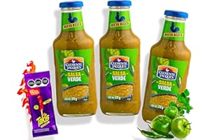 ‎MEXHAUS Salsa Verde Scharfe Soße Set - (Pack von 3) Grüne soße Hot Sauce Set/Tomaten Chili Sauce aus Mexiko Clemente Jacques plus Takis Fuego Lollipop