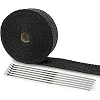 LIHAO Hitzeschutzband Fiberglas 10M Auspuffband + Kabelbinder für Fächerkrümmer Auto Motorrad Thermoband Krümmerband…