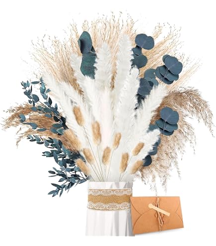 Bouquet De 20 Fleurs Séchées Pampa - 55 Cm - 5 Combinaisons De Couleurs - Décoration Bohème Salon, Chambre, Mariage - 3