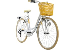 KS Cycling Vélo de Ville Femme 28'' Cantaloupe Blanc avec Panier TC 48 cm Dacapo