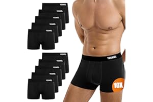 YESWEL Boxer Homme Lot de 10,Coton Calecon,Doux et Respirant,sans Étiquette sous-Vêtement,avec Ceinture Élastique (S - 4XL)