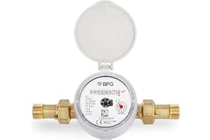 HYDROBIL WRAS Certificate Water Meter with Non-return Brass Fittings 1/2" BSP, Antimagnetic Cold Water Flow Meter 50°C H-R100 V-R40 Legible Rotary Counter Qn 1.6 m3/h Pressure 16 Bar, Ebook Included