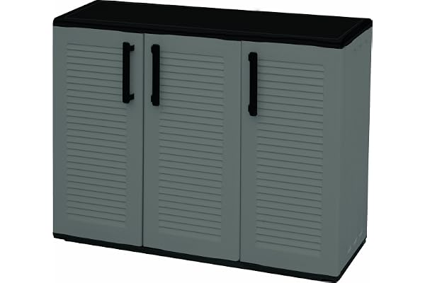 Art Plast E101/B Armoire basse en plastique à 3 portes Gris