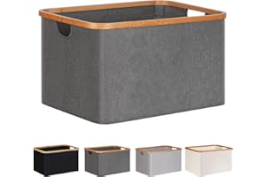 efluky Cesto Portabiancheria Pieghevole in Tessuto di Bambù 60L, Cesto Portaoggetti Versatile, Cesti Portabiancheria Sporco per Lavanderia e Camera da Letto Bagno (Grigio)