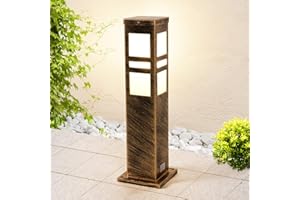 Kingwen Balizas Exterior Jardin 16W E27 Farolas Exterior Jardin 3000K LED Lampara Jardin Exterior 60cm Luces Jardin Exterior IP54 (Bronce)
