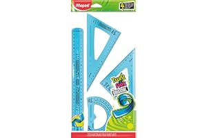 Maped - elastyczny zestaw rysunkowy Twist´n Flex, 4-częściowy: 1 x linijka 30 cm, 1 x trójkąt 60°, 1 x trójkąt 45°, 1 x kątomierz - niebieski, zielony, różowy