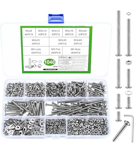 390 stuks M5 schroevenset, binnenzeskant schroeven moerenset, lenskop zeskant schroeven met moeren en sluitringen set, draadschrouwen fiets machineschroeven assortiment set 390 stuks M5 schroevenset, binnenzeskant schroeven moerenset, lenskop zeskant schroeven met moeren en sluitringen set, draadschrouwen fiets machineschroeven assortiment set