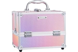 Malette Rangement Beauty Case Vide Femme Malette Cosmétique Trousse à Ongles Makeup Boite Maquillage, Rosa