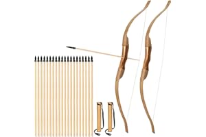 Bogenkönig Arco e Frecce per Bambini Legno - Set da 2 - Arco in Legno con Accessori per Bambini e Principianti - 20 Frecce per Arco e 2 Faretre - Arco e Frecce Professionale per Bambini 10 Anni
