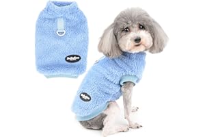 Zunea Polarowy sweter dla psa, płaszcz, zimowa, ciepła kurtka, płaszcz dla małych psów, miękkie, puszyste, ubrania dla szczeniaka z pierścieniem D, do uprzęży, smycz, pulower, zimna pogoda, odzież dla