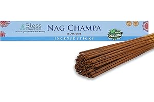 BLESS INTERNATIONAL Bless-Nag-Champa-Incense-Sticks 100%-Natural-Handmade-Hand-Dipped-Incense-Sticks Organic-Chemicals-Free For-Purification-Relaxation-Positivity-Yoga-Meditation The-Best-Woods-Scent (25 Sticks (40GM))