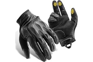ZUNE LOTOO Motorcycle Gloves for Men and Women, Full Finger Touchscreen Motorbike Black Glvoes, Heavy Duty Working Gloves with Padded Palm, for MTB, Cycling, Riding, Road Racing, Motocross, XL