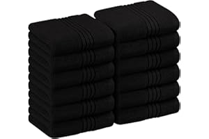 Utopia Towels - 12 luksusowych ściereczek, 30 x 30 cm - 100% bawełna Flanelowe ściereczki do twarzy Premia, bardzo chłonne i miękkie w dotyku (czarny)