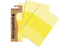 ‎DECOPATCH Decopatch Papier No. 545 (gelb Punktkaro weiß, 395 x 298 mm) 3er Pack