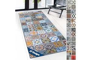 ‎FLOORDIREKT Floordirekt Teppichläufer mit Muster - maßgefertigter Feinschlingen Teppich Läufer für Küche, Flur & Wohnraum - Ornament Vintage Orient Gitter (80 x 100 cm, Bonita)