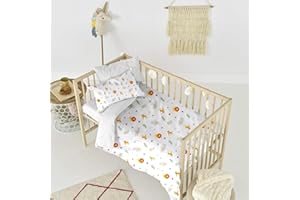 variouss Funda Nórdica Bebé + Funda Almohada – Juego de Cama 2 Piezas – Ropa de Cuna Infantil Suave y Transpirable, Tejido Algodón 100% (Mod. C, 100x135cm Maxicuna)