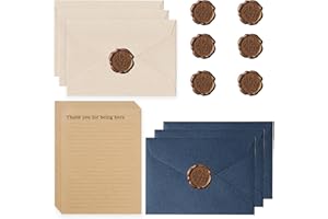 HAPLOS 22 Pezzi Vintage Carta da Lettere con Busta, Set di 6 Buste in Lino e Sigilli di Cera, 10 A5, Carta da Lettere Vintage, Pergamena da Scrivere, per Compleanno, Inviti di Nozze Blu
