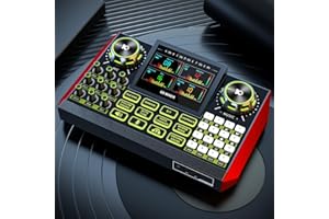 tenlamp Audio Mixer, Sound Board for PC/Phone Live Streaming, Singing, Gaming, 3.5mm/XLR Dynamic Microphone, DJ Mixer Effects & Voice Changer, Noise Reduction, One Click Mute