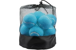 Tebery Lot de 20 balles de Tennis d'entraînement avancées Vertes pour débutants, balles de Jeu pour Chien, livrées avec Sac en Maille pour Un Transport Facile