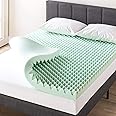Best Price Mattress 4 Inch Egg Crate Memory Foam Mattress Topper with Calming Aloe Infusion, CertiPUR-US Certified, Queen,Green
