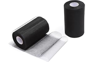 ZADAWERK® Tul - 15 cm x 45 m - negro - 1 rollo - para coser y hacer manualidades - decoración - lazo de regalo - tutú